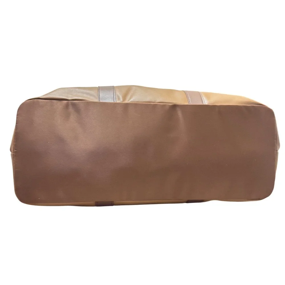 Bella Russo‎ Duffle Travel Bag Unisex Large Tan New Double Handle Zipper Closure
